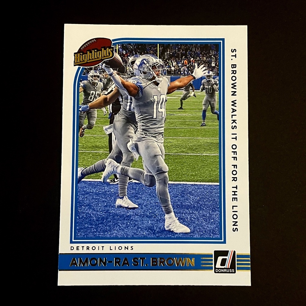 Amon-Ra St. Brown: Detroit Lions Wide Receiver 2022 Donruss Highlights #No.H-ASB